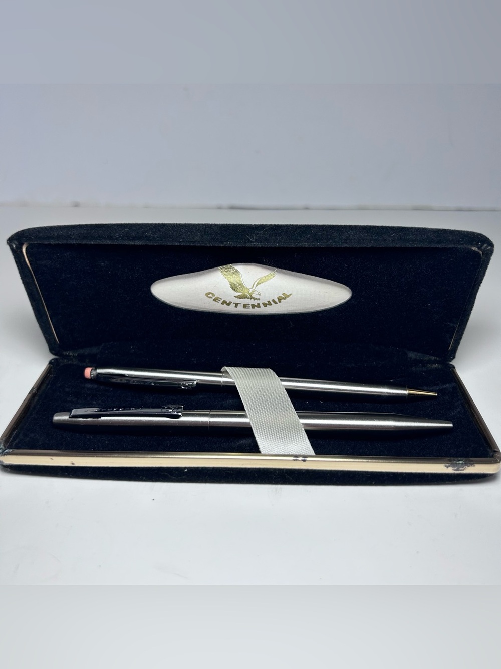 Vintage Centennial Ball Point Pen & Mechanical Pencil Set Stainless Steel